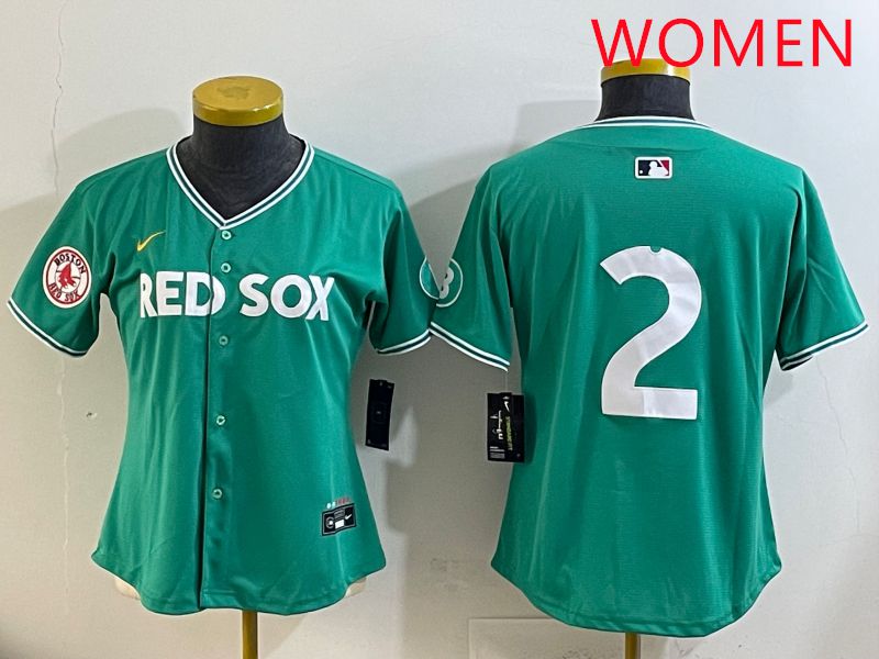 Women Boston Red Sox #2 No Name Green Joint Name Nike 2025 MLB Jersey style 8->women mlb jersey->Women Jersey